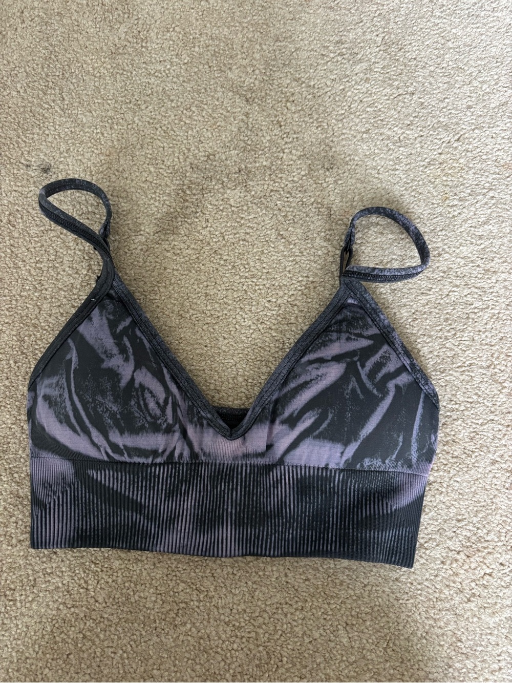 Lululemon Black and Pink Patterned Sports Bra